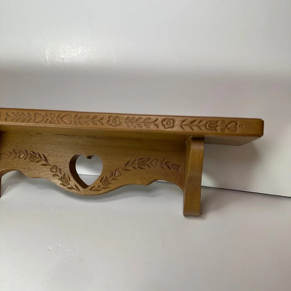 Vintage 1986 Burwood Products Co Heart Wall Shelf Faux Wood Country Cottage